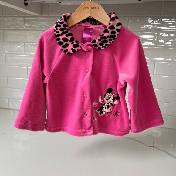 Disney Minnie Mouse Pink Sweater with Leopard Print Minnie Makeup Theme Size 2 - Picture 2 of 5